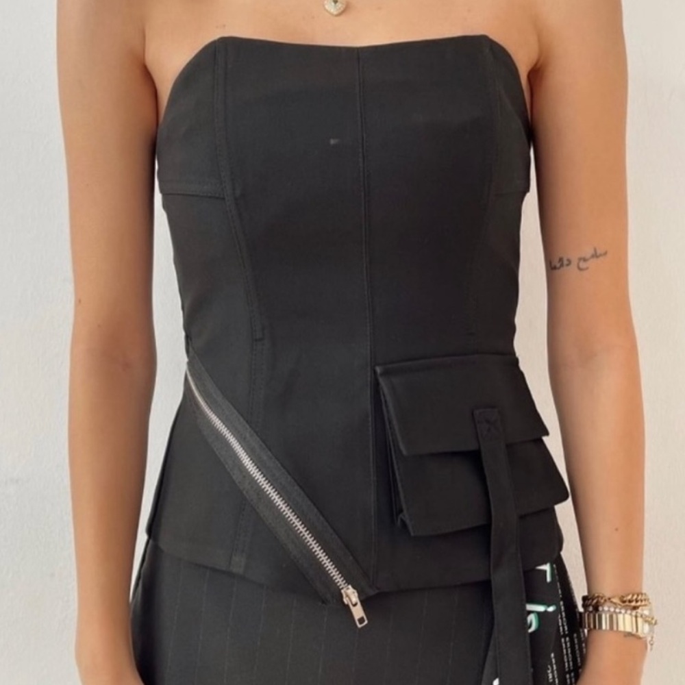 Zara black cargo utility tube top